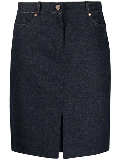 Pre-owned Celine High Waist Knee-length Skirt In Blue