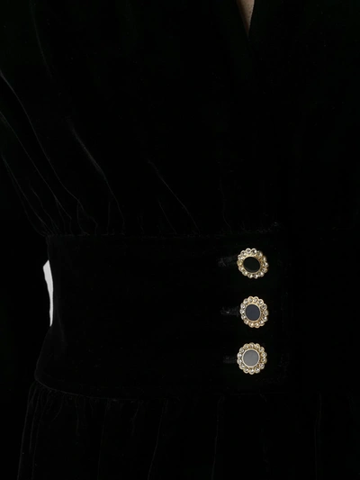 Pre-owned Saint Laurent Velvet Effect Buttoned Waist Dress In Black