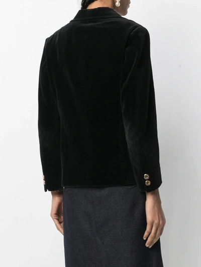 Pre-owned Celine  Velvet Effect Buttoned Jacket In Black