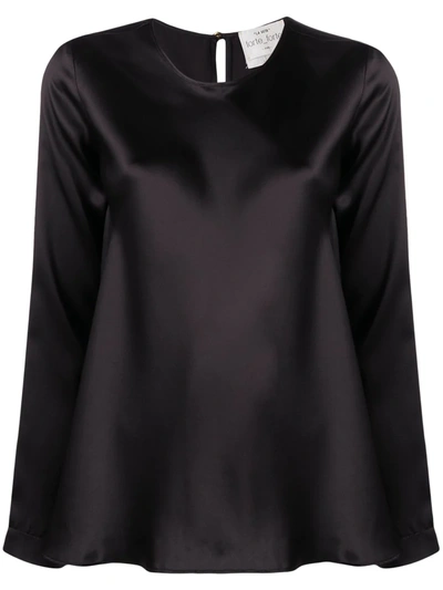 Shop Forte Forte Long-sleeve Silk Blouse In Black