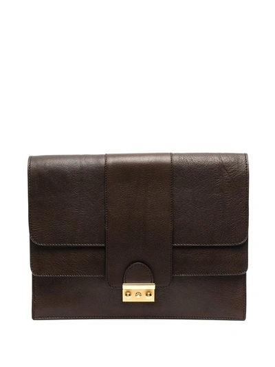 Pre-owned A.n.g.e.l.o. Vintage Cult 1970s Flap Clutch In Brown
