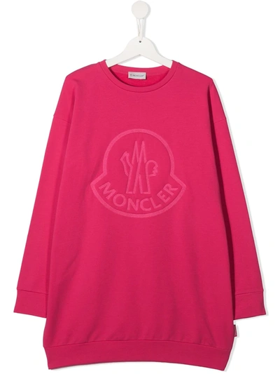 Shop Moncler Maxi Logo Sweatshirt In Pink