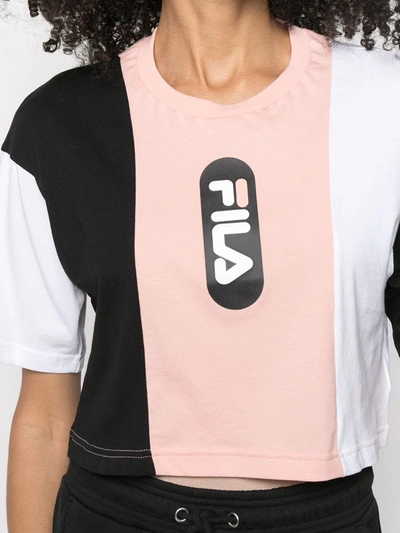 Shop Fila Panelled Logo-print T-shirt In Pink