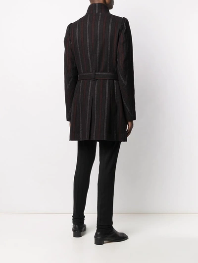 Shop Ann Demeulemeester Striped Tied Waist Coat In Red