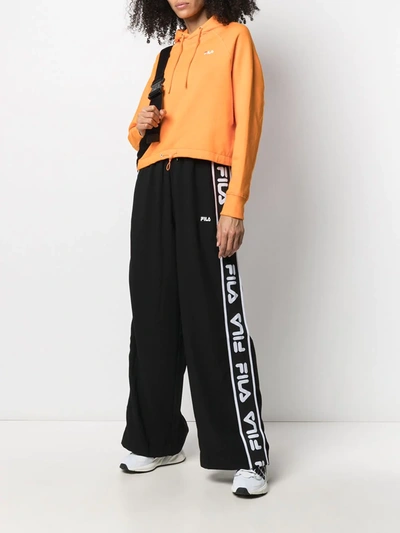 Shop Fila Logo-panelled Wide Trousers In Black