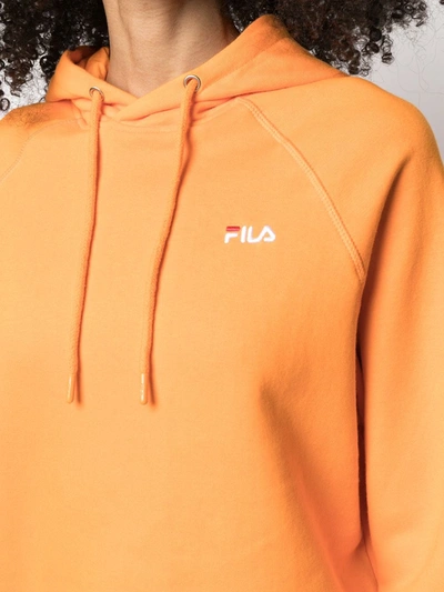 Shop Fila Drawstring-hem Hoodie In Orange