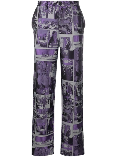 Shop Daily Paper Comic-jacquard Trousers In Purple