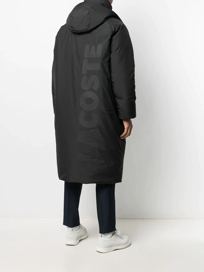 Shop Lacoste Live Logo-print Padded Coat In Black