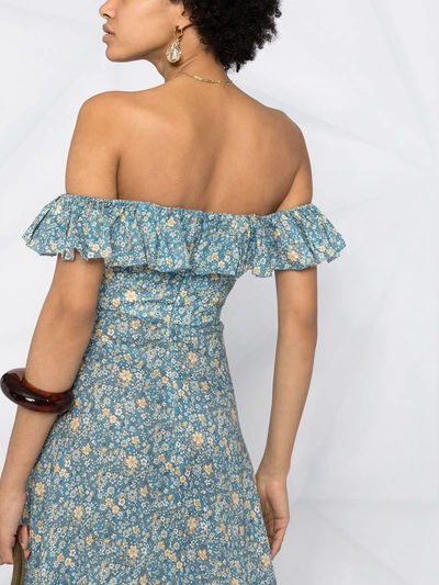 Shop Zimmermann Carnaby Ruffle-neck Dress In Blue