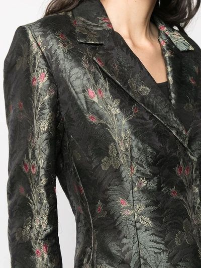 Pre-owned A.n.g.e.l.o. Vintage Cult 1990s Floral Jacquard Concealed Fastening Blazer In Green