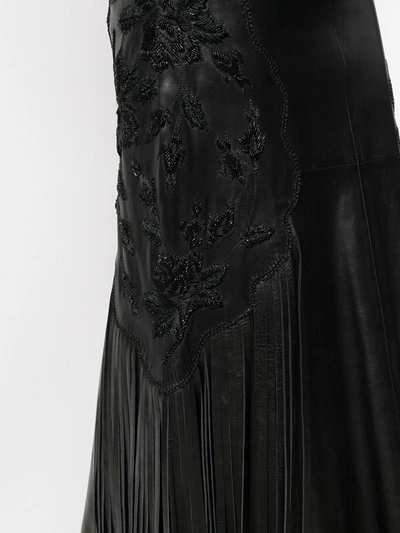 Pre-owned A.n.g.e.l.o. Vintage Cult 1990s Fringed Long Leather Skirt In Black