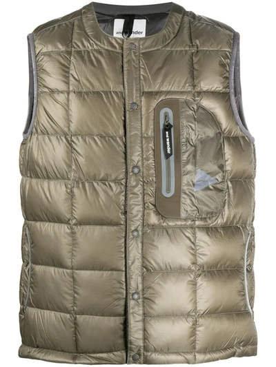 Shop And Wander Metallic Padded Gilet In Green