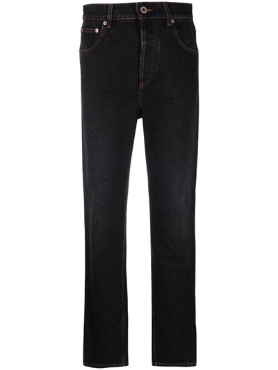 Shop Loewe High-waisted Faded Straight-leg Jeans In Black