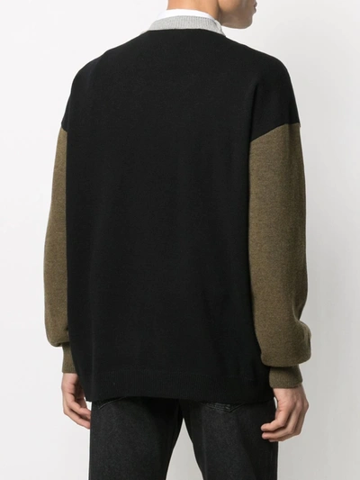 Shop Loewe Contrast-sleeve Wool Jumper In Black