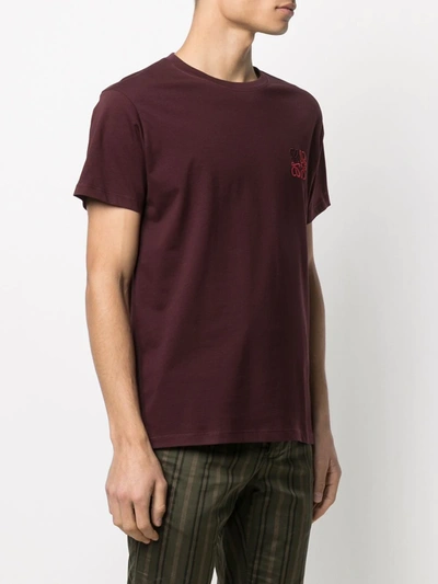 Shop Loewe Logo-embroidered T-shirt In Red