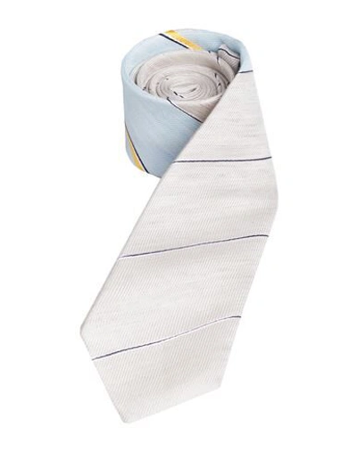 Shop Dunhill Man Ties & Bow Ties Light Grey Size - Mulberry Silk, Linen