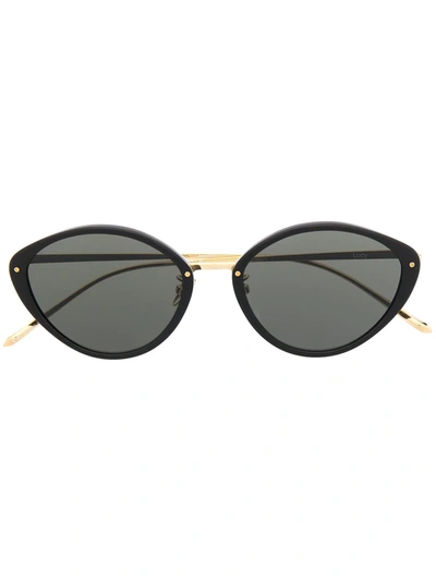 Shop Linda Farrow Cat Eye Sunglasses In Gold