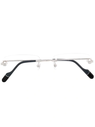 Shop Cartier Rimless Rectangular Glasses In Silver