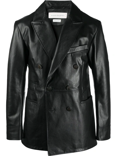 Shop Alexander Mcqueen Double-breasted Multi-pocket Jacket In Black