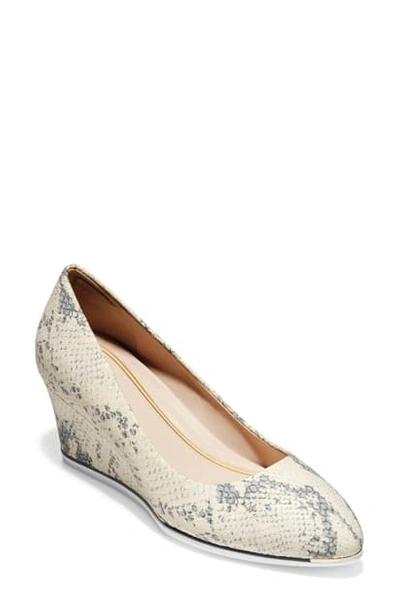 Shop Cole Haan Grand Ambition Wedge Pump In Chalk Python Print Leather