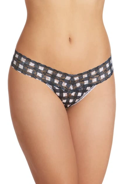 Shop Hanky Panky Gridlock Low Rise Thong In Black/white