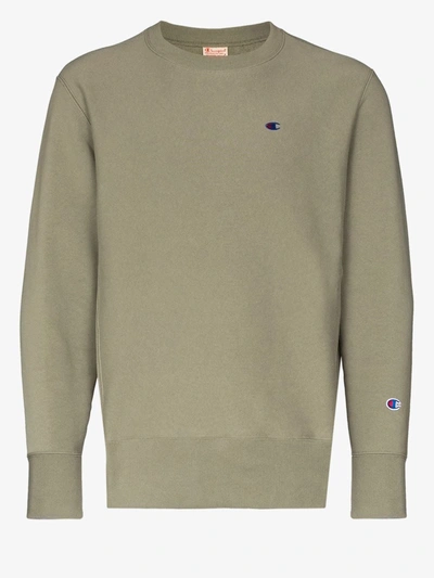 Shop Champion Embroidered Logo Sweatshirt In Green