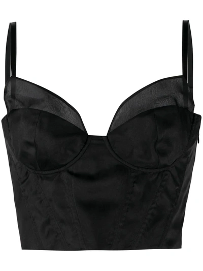 Brock Collection Fitted Silk Top In Black