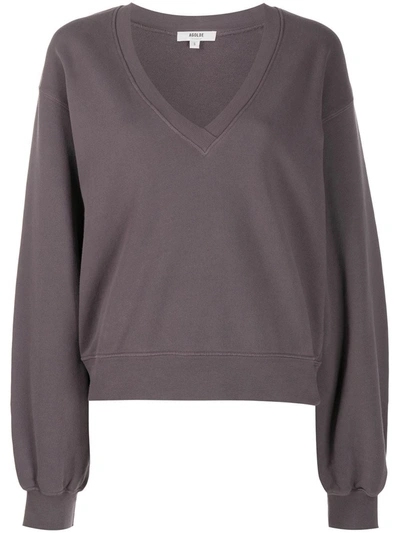 Shop Agolde V-neck Cotton Sweatshirt In Grey
