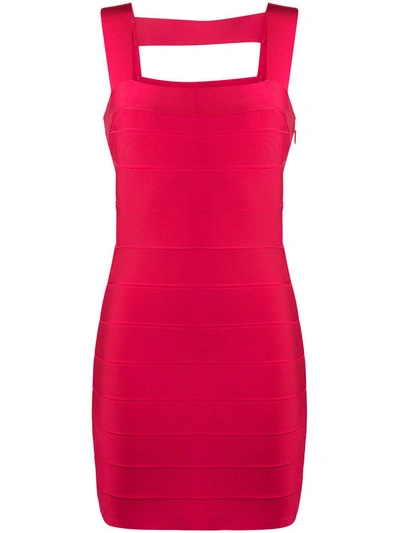 Shop Herve Leger Icon Cut-out Dress In Red