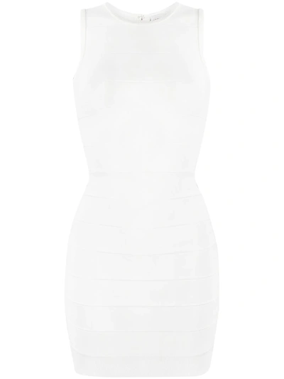 Shop Herve Leger Icon Sleeveless Mini Dress In White