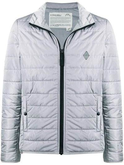 Shop A-cold-wall* Logo-plaque Down-feather Jacket In Grey