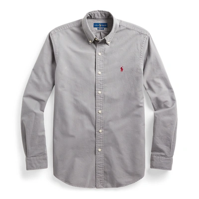 Shop Polo Ralph Lauren Garment-dyed Oxford Shirt In Perfect Grey