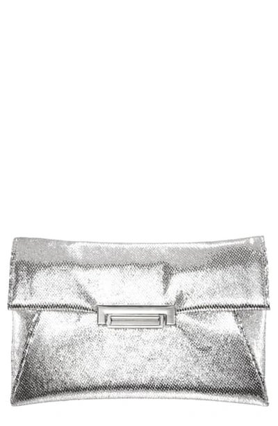 Shop Nina Snake Embossed Clutch In Silver
