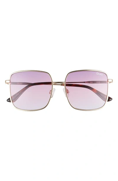 Shop Quay Real One 53mm Gradient Square Sunglasses In Gold/ Purple Pink