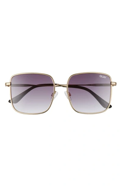 Shop Quay Real One 53mm Gradient Square Sunglasses In Gold/ Smoke