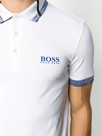 Shop Hugo Boss Stripe-detail Short Sleeved Polo Shirt In White