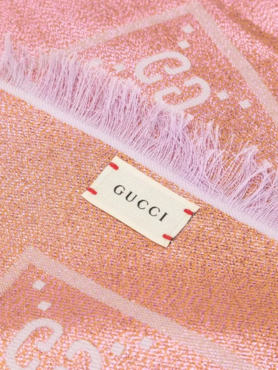 Shop Gucci Monogram-pattern Knitted Scarf In Pink