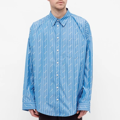 Shop Balenciaga Cocoon Stripe Shirt In Blue