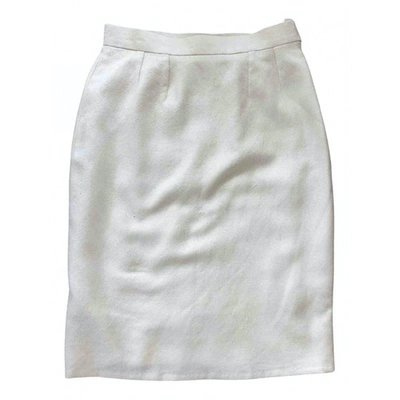 Pre-owned Givenchy Wool Mid-length Skirt In White