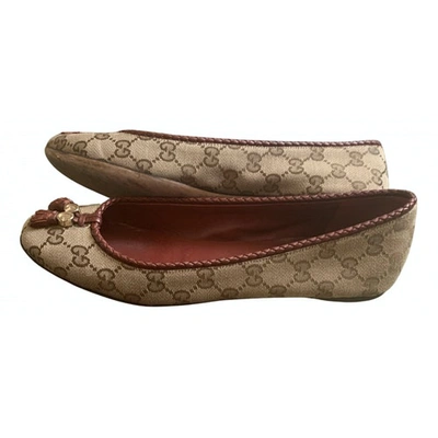 Pre-owned Gucci Beige Cloth Ballet Flats