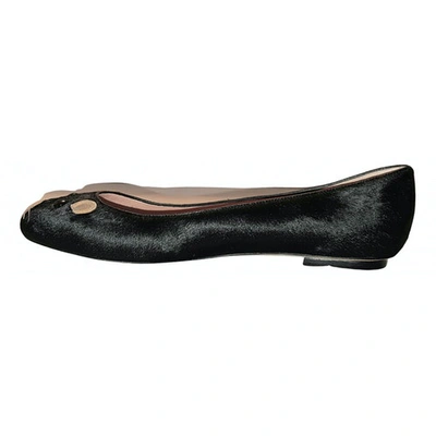 Pre-owned Marc By Marc Jacobs Black Pony-style Calfskin Ballet Flats