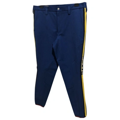 Pre-owned Gucci Blue Cotton Trousers
