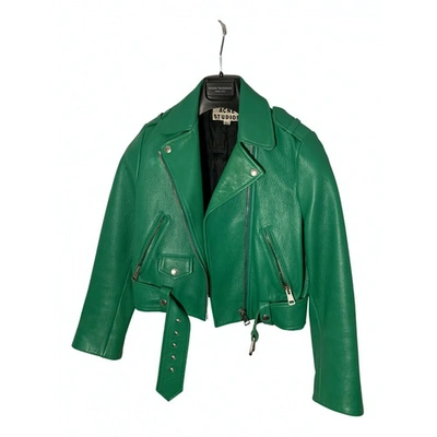 Acne green leather jacket sale