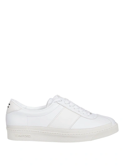 Shop Tom Ford Leather Sneakers In White