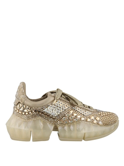 Shop Jimmy Choo Diamondf Sneakers In Gold