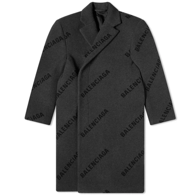 Shop Balenciaga Shifted Coat In Grey