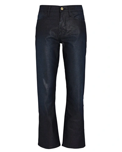 Shop Frame Le High Straight Coated Jeans In Blue-med