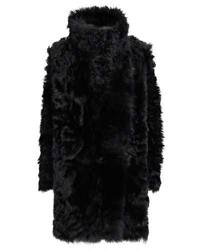 Shop Yves Salomon Reversible Shearling Coat In Black