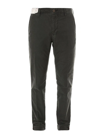 Shop Incotex Stretch Cotton Trousers In Green