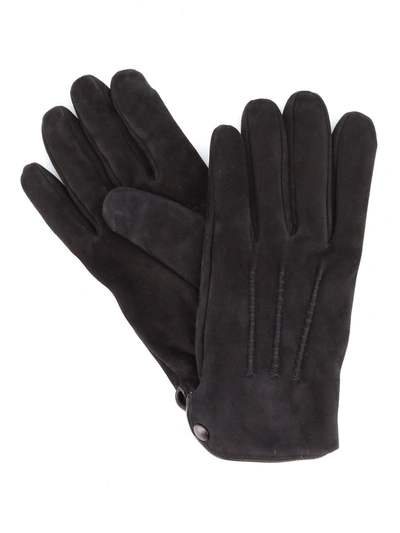 Shop Eleventy Buttoned Suede Gloves In Black